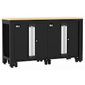 ClosetMaid ProGarage 60-1/2"Wide 3 Piece Garage Tool Double Storage Cabinet and Workbench System Black