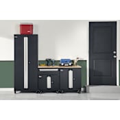 ClosetMaid ProGarage 4 Piece Steel Garage Workshop Storage Cabinet and Workbench System Black