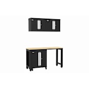 ClosetMaid ProGarage 4 Piece Steel Garage Workshop Storage Cabinet and Workbench System Black