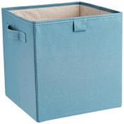 ClosetMaid Fabric 10-1/2" x 11"H Home Organizer Drawer Shelf Cube Folding Storage Basket with Handles Cascade Blue