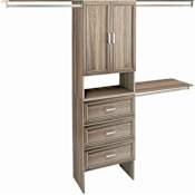 ClosetMaid SuiteSymphony Adjustable Width 7 to 10ft Wide Closet System Kit with Storage Tower and Adjustable Shelves Natural Gray