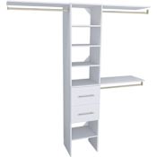 ClosetMaid SuiteSymphony 6 to 9 Foot Wide Closet Organizer Tower System with 2 Modern Style Drawers Pure White