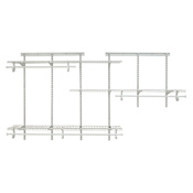 ClosetMaid ShelfTrack 5 to 8 Foot Wide Steel Wire Vinyl Coated Closet Organizer System Kit with 3 Shelves and 3 Hanging Rods White