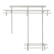 ClosetMaid ShelfTrack 2 to 4 Foot Wide Steel Wire Vinyl Coated Closet System Organizer Kit with 2 Shelves and Hanging Rods White