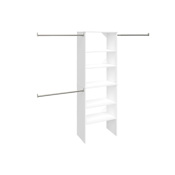 ClosetMaid SuiteSymphony 7 to 10 Foot Wide Closet System Kit with 5 Shelf 25"W Tower and 3 Hanging Rods Pure White