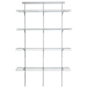 ClosetMaid ShelfTrack 80" H x 48" W x 17" D Wall Mount Adjustable Steel Wire Vinyl Coated 4 Shelf Pantry Laundry Closet Storage Organizer Shelving White