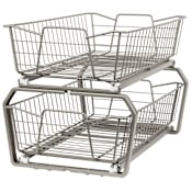 ClosetMaid Two Tier 13-1/2"W x 12-1/2"H W Pull Out Basket Cabinet Organizer Nickel