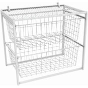 ClosetMaid Double 21-3/4" Wide 2 Tier Wire Basket Closet Pantry Laundry Organizer with Ventilated Shelves White