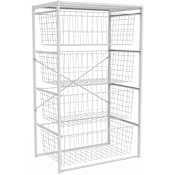 ClosetMaid 4 Drawer 22"W Wire Basket Free Standing Dresser Style Wire Basket Closet System Organizer with Tip Prevention Wall Anchors White