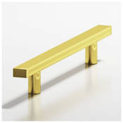 Colonial Bronze Solid Brass 10 Inch Center to Center Distressed Square Bar Cabinet Handle / Drawer Pull - Made in USA French Gold