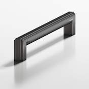 Colonial Bronze 944 Group Modern 8" Center to Center Stepped Square Luxury Solid Brass Cabinet Handle / Drawer Pull - Made in USA Matte Graphite