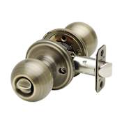 Copper Creek Colonial Privacy Door Knob Set with Ball Knob and Round Rose Antique Brass