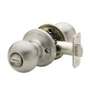 Copper Creek Colonial Privacy Door Knob Set with Ball Knob and Round Rose Satin Stainless
