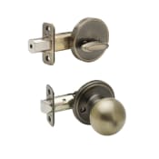 Copper Creek Soft Contemporary Keyed Entry Single Cylinder Handleset Interior Pack with Ball Knob Antique Brass
