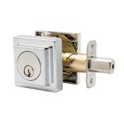 Copper Creek Mid Century Modern Keyed Entry Single Cylinder Deadbolt with Square Rosette from the DB2400 Series Polished Stainless