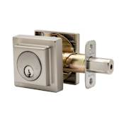 Copper Creek Mid Century Modern Keyed Entry Double Cylinder Deadbolt with Square Rosette from the DB2400 Series Satin Stainless