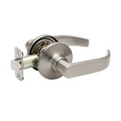 Copper Creek Rustic Modern Passage Door Lever Set with Erin Lever and Round Rose Satin Stainless