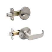 Copper Creek Erin Sectional Single Cylinder Interior Door Handleset with Interior Thumbturn and Round Rose Satin Stainless