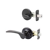 Copper Creek Kash Right Handed Sectional Single Cylinder Interior Door Handleset with Interior Thumbturn and Round Rose Black