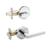 Copper Creek Mid Century Modern Keyed Entry Single Cylinder Handleset Interior Pack with Modern Lever Polished Stainless