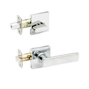 Copper Creek Remi Sectional Single Cylinder Interior Door Handleset with Interior Thumbturn and Square Rose Polished Stainless