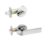 Copper Creek Remi Sectional Single Cylinder Interior Door Handleset with Interior Thumbturn and Round Rose Polished Stainless