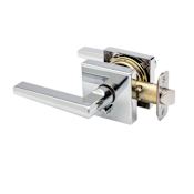 Copper Creek Mid Century Modern UL Listed Privacy Door Lever Set with Verona Lever and Square Rose Polished Stainless