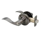Copper Creek Waverlie Single Cylinder Keyed Entry Lever Set with Round Rose Antique Nickel
