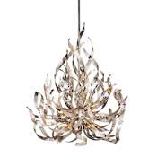 Corbett Lighting Graffiti 9 Light 34" Wide Sputnik Chandelier Silver Leaf And Polished Stainless Finish
