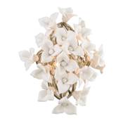 Corbett Lighting Lily 13" Wide Single Light Hand Crafted Iron Wall Sconce with Porcelain Flowers Enchanted Silver Leaf