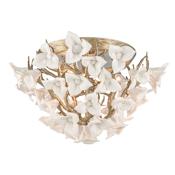 Corbett Lighting Lily 4 Light 18" Wide Flush Mount Floral Ceiling Fixture with Hand-Crafted Iron Flowers Stria Gold Leaf