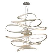 Corbett Lighting Calligraphy 2 Light 34" LED Pendant with Hand-Crafted Iron Silver Leaf with Polished Stainless Accents