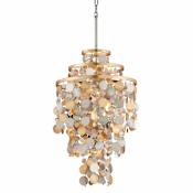Corbett Lighting Ambrosia 5 Light 18" Wide Pendant with Crystal Accents Gold and Silver Leaf