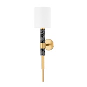 Corbett Lighting Solstice 30" Tall Wall Sconce Vintage Brass / Black Marle