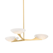 Corbett Lighting Malachite 3 Light 37" Wide Chandelier Vintage Gold Leaf