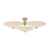 Corbett Lighting Cologne 45" Wide LED Semi-Flush Ceiling Fixture with Cloud Glass Shades Vintage Brass