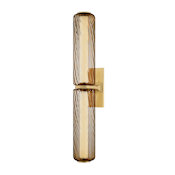 Corbett Lighting Tuscany 2 Light 29" Tall LED Bath Bar with Bronze Glass Shades Vintage Brass