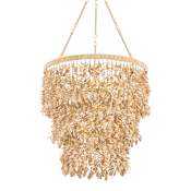 Corbett Lighting Naxos 12 Light 30" Wide Waterfall Chandelier with Hanging Coco Shells Vintage Gold Leaf