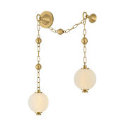 Corbett Lighting Corda 28" Tall LED Wall Sconce with Matte Cloud Glass Shades Vintage Brass