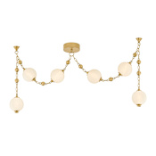 Corbett Lighting Corda 26" Wide LED Multi Light Pendant with Matte Cloud Glass Shades Vintage Brass