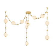 Corbett Lighting Corda 118" Wide LED Multi Light Pendant with Matte Cloud Glass Shades Vintage Brass