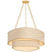 Corbett Lighting Kiso 9 Light 35" Wide Drum Chandelier Vintage Gold Leaf