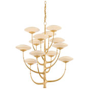 Corbett Lighting Pluro 12 Light 34" Wide Chandelier Vintage Gold Leaf