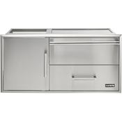 Coyote 42 Inch Access Door Storage & Warming Drawer Combo with Beveled Trim Stainless Steel