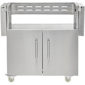 Coyote 63 Inch Wide BBQ Grill Cart with Self Closing Doors and Lockable Casters Stainless Steel