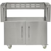 Coyote 64 Inch Wide BBQ Grill Cart with Self Closing Doors and Casters Stainless Steel