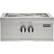 Coyote 24 Inch Wide Natural Gas Built-In Single Side Burner for BBQ Grill Stainless Steel