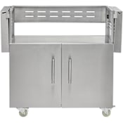 Coyote 64 Inch Wide BBQ Grill Cart with Self Closing Doors and Fold Down Storage Shelves Stainless Steel