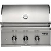 Coyote SL Series 50,000 BTU 30 Inch Wide Liquid Propane Built-In Grill with Knob Controls and Integrated Wind Guard Stainless Steel