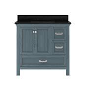 CRAFT + MAIN Brantley 36" Free Standing Single Basin Vanity Set with Cabinet and Quartz Vanity Top Harbor Blue